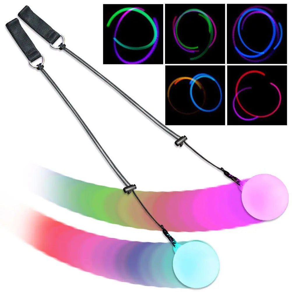 LED Glowing Rubber Balls - 9 Function Poi Dance Props