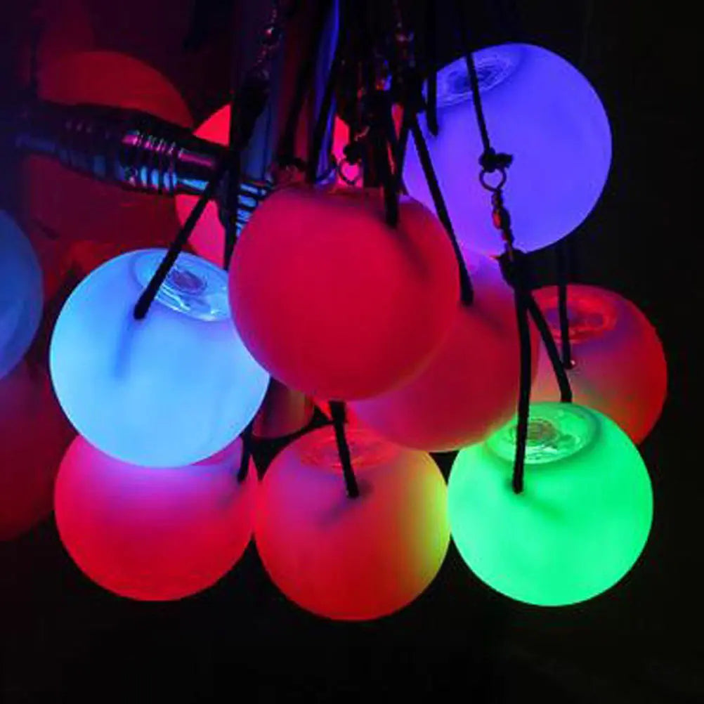 LED Glowing Rubber Balls - 9 Function Poi Dance Props